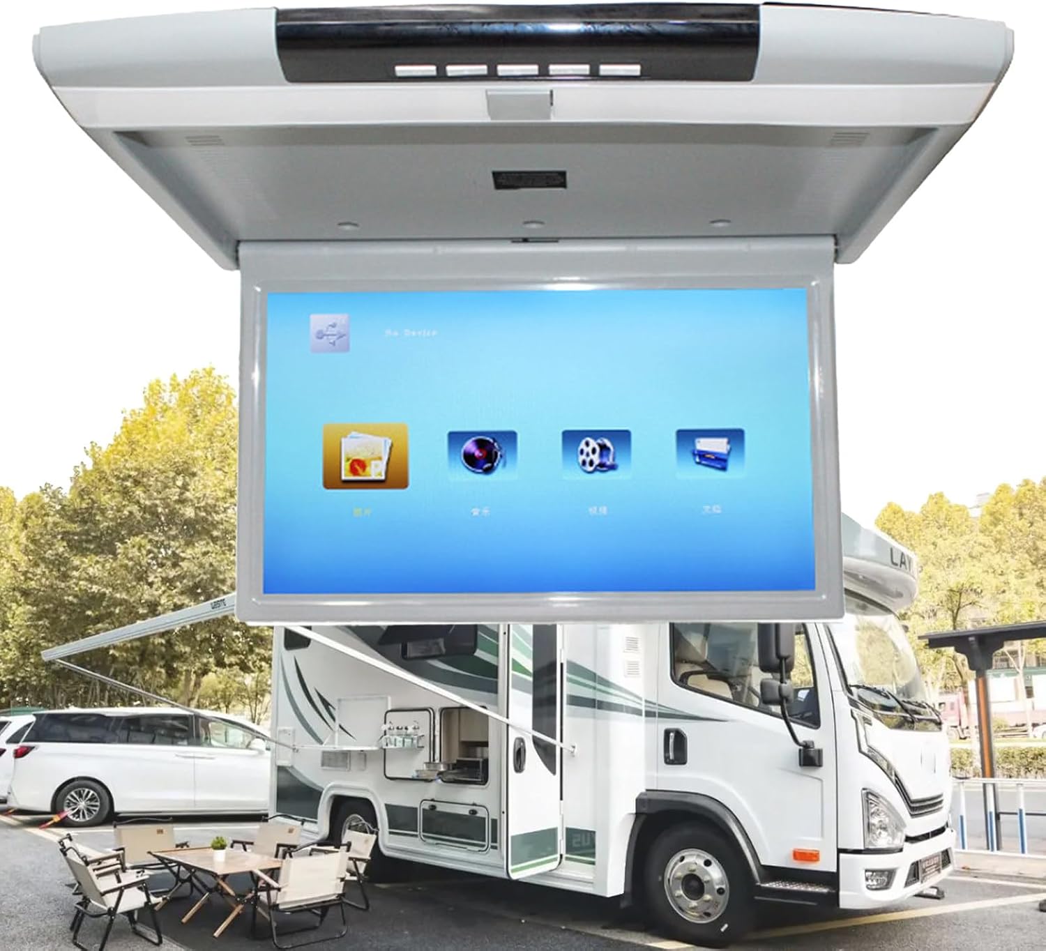 17.3 inch Car Overhead Flip Down Monitor Screen Display,Back Seat Player,HD Cars Heads Up Display,with Remote Control (Black)