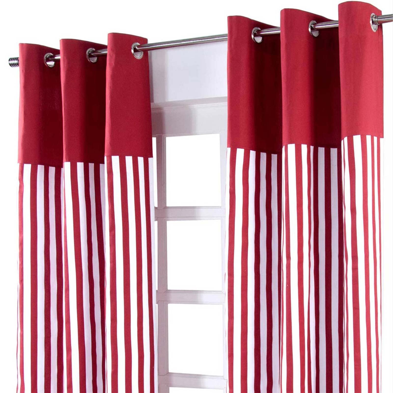 Homescapes 'Tenda"Thick Stripe. 100% cotone. Tenda della coppia. Colori: Rosso. Di facile manutenzione, lavabile a casa, Tessuto, multicolore, 137 x 228 cm