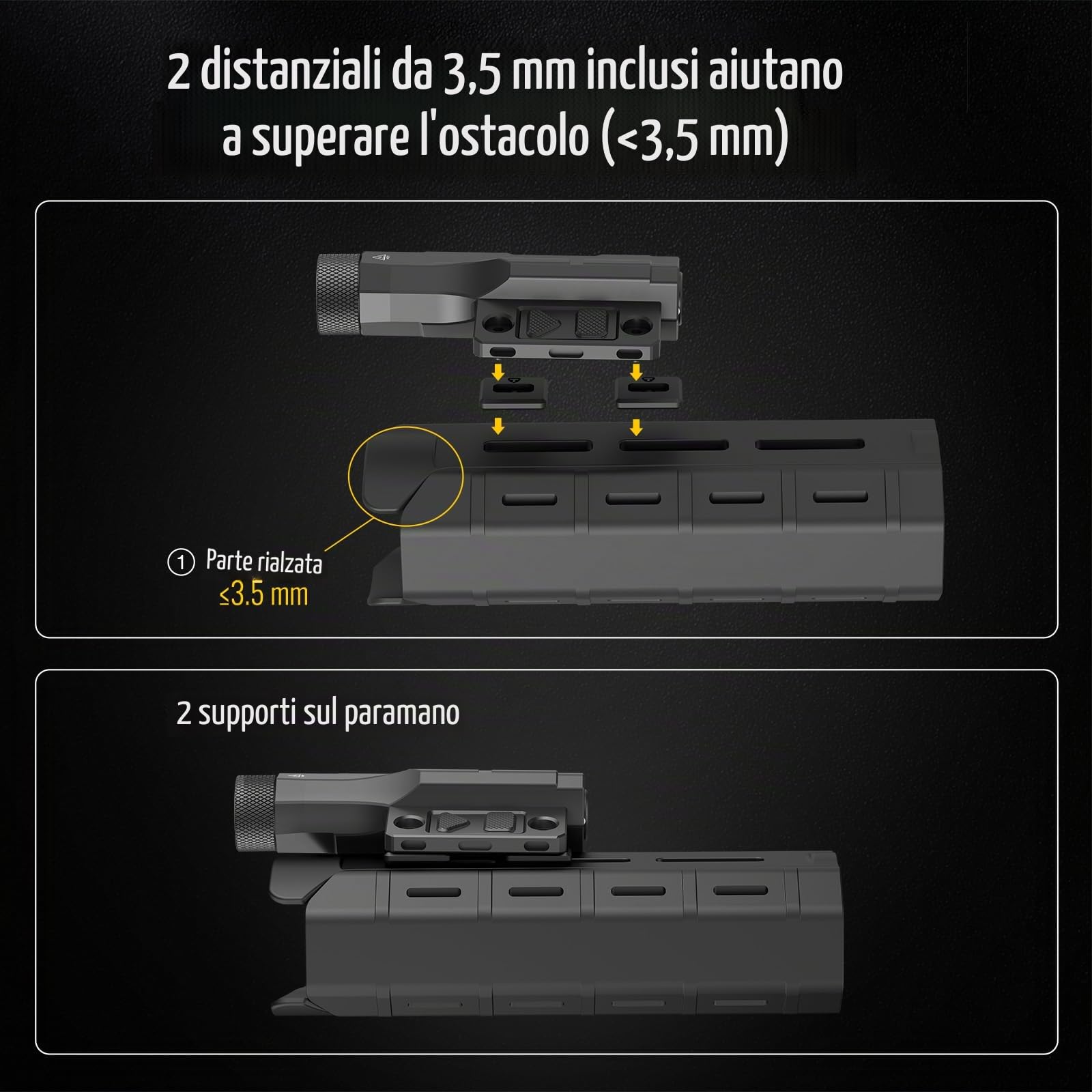 DEFENTAC 2400lm Alluminio Picatinny/Mlok Torcia Elettrica con Interruttore Pad Pressione per Fucile, Luce Arma Ricaricabile con Indicatore di Livello Batteria e Strobo/Momentaneo