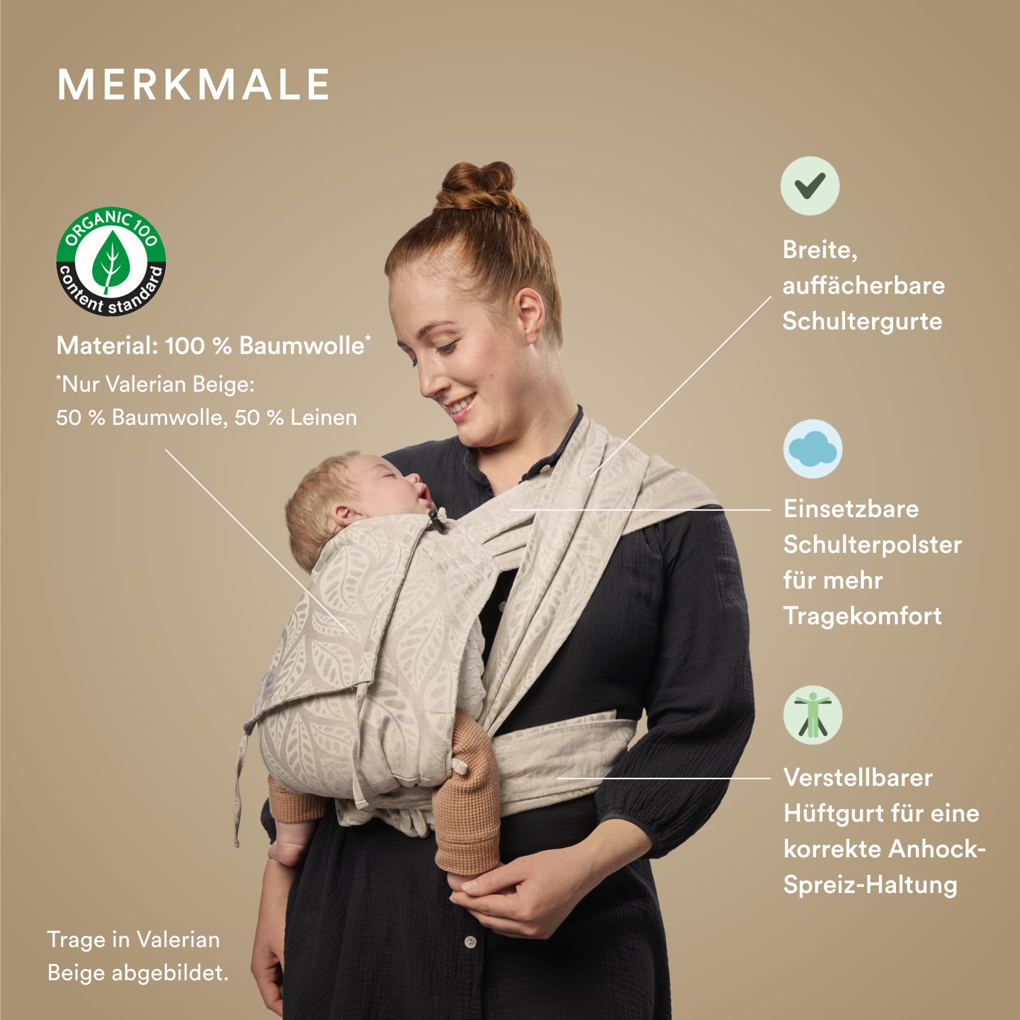 Stokke Limas Babytrage Glacier Green (OCS) - Half Buckle Babytrage für Neugeborene - Drei Trageoptionen - Sicher von Geburt an & bis zu 15 kg