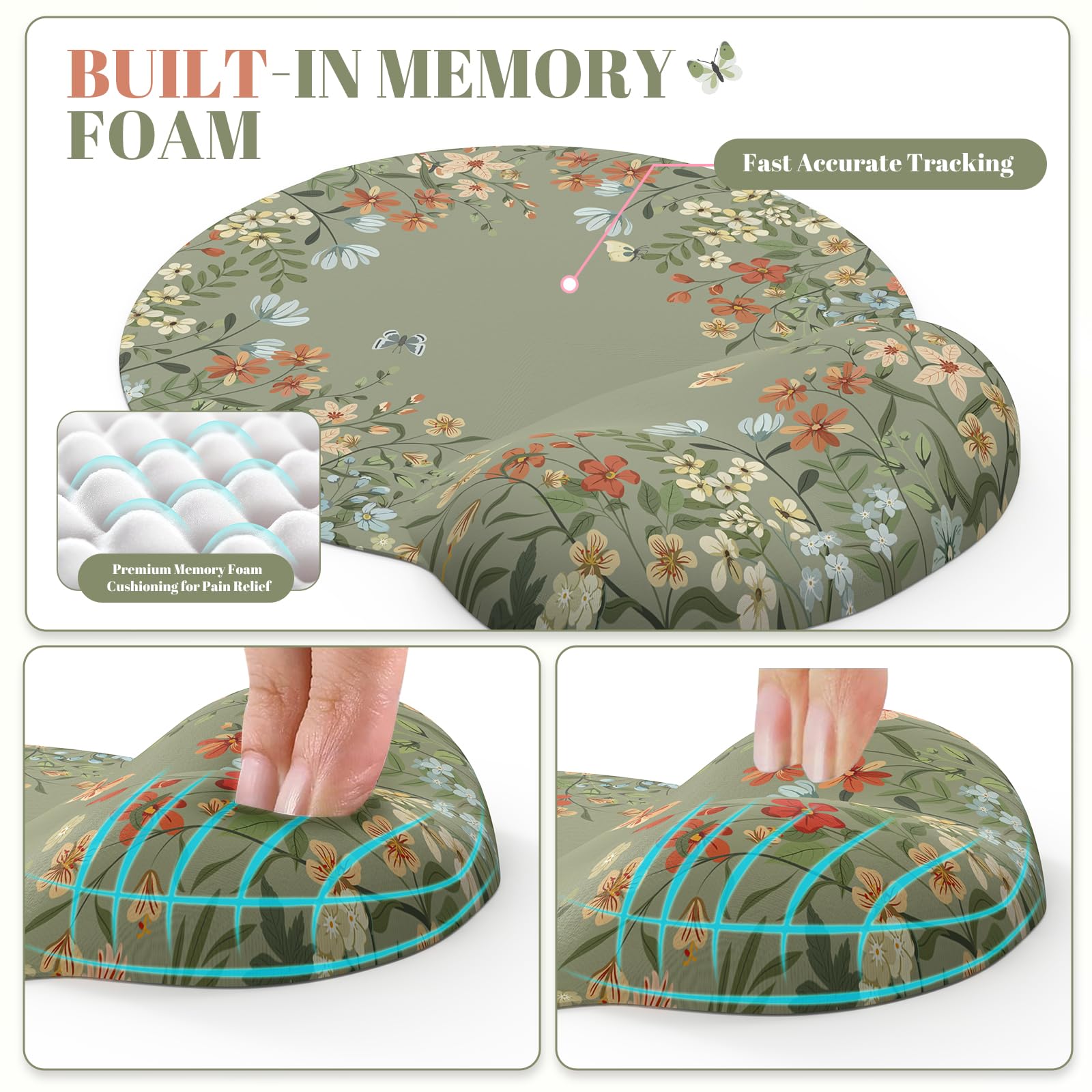 ICasso Desk Cover Mat, 4in1 Floral Large Mouse Pad With Wrist Rest, Desk Matt For Desktop, Anti-Slip XXL Big Computer Ergonomic Mousepad With Wrist Support For Keyboard And Mouse (Elegant Flowers - View #11