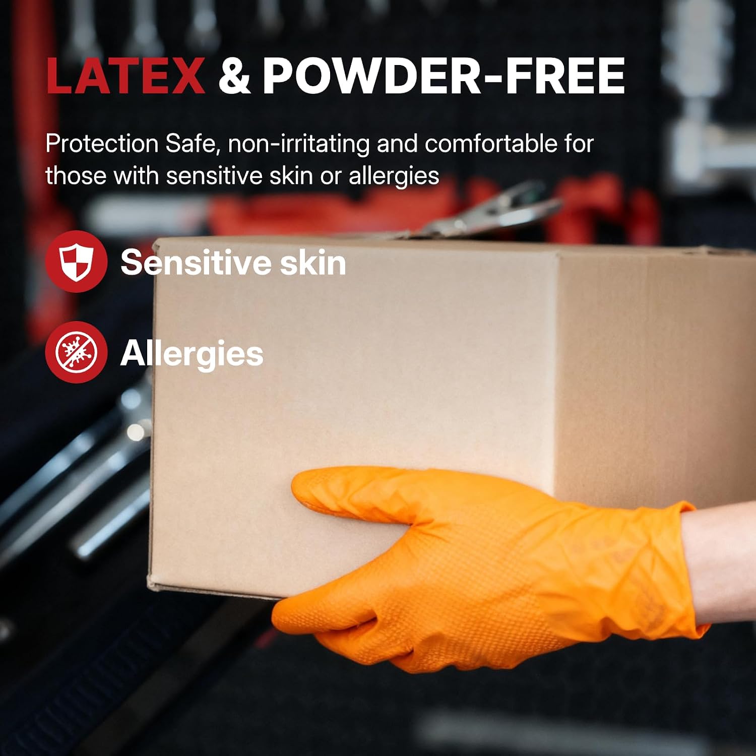 NORTHSKY Olympia Disposable Nitrile Gloves, 6 mil, Diamond, Black or Orange 100/1000 count