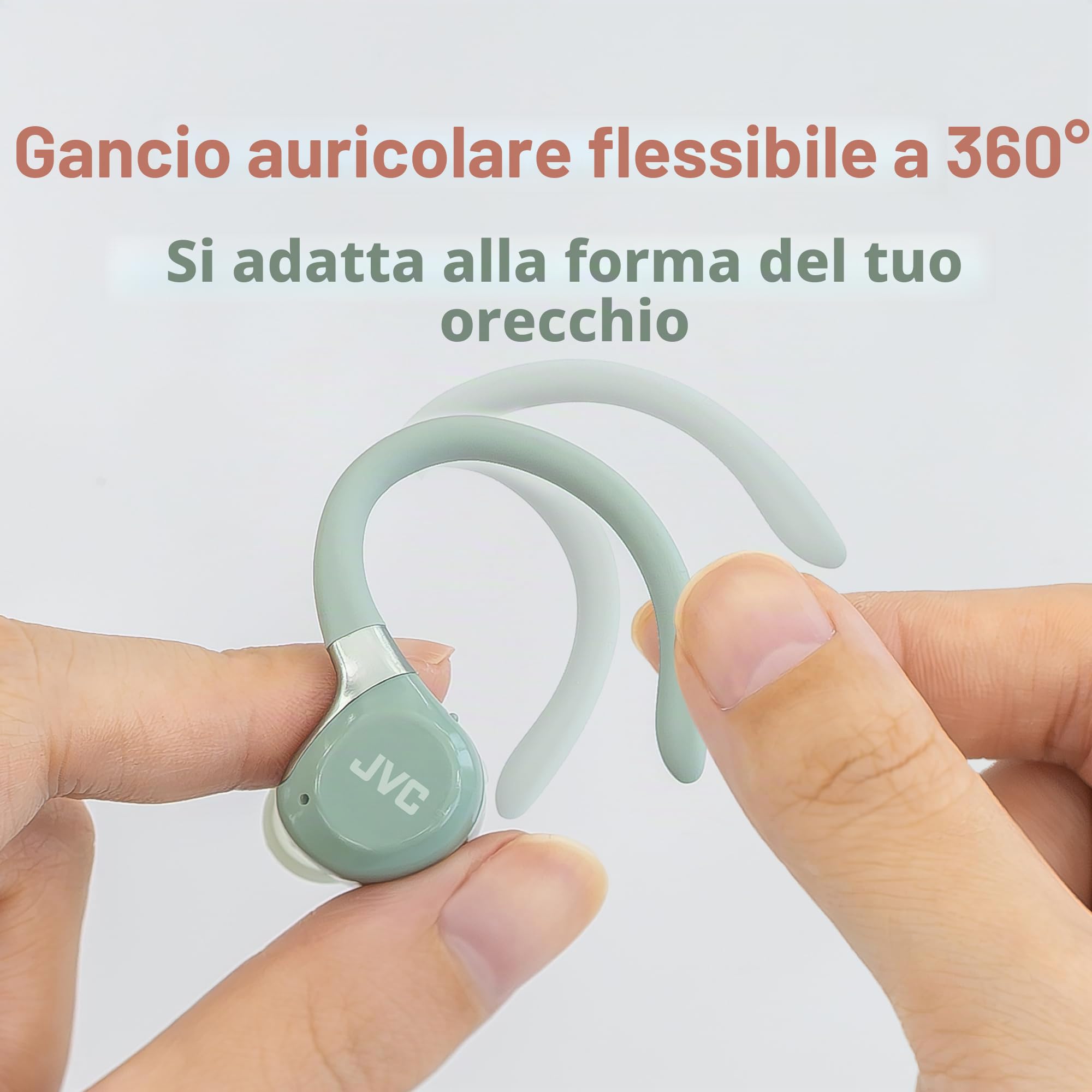 JVC HA-EC75T-V True Wireless Sport Earbuds con ganci regolabili, ANC, Modalità Ambient, IP57 impermeabili, 40h autonomia, EQ via app, bassa latenza e microfono integrato – Viola