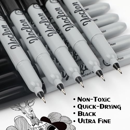 Miniatura 3 de Marcadores permanentes de punta ultra fina, paquete a granel de 72 unidades, juego de marcadores permanentes negros, tinta de secado rápido,