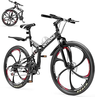 Outroad 26 Inch Mountain Bike, 21-Speed/High-Carbon Steel/Aviation Grade Frame, Dual Disc Brake, Adjustable Ergonomic Seat Bicycle for Men Women Adult, Quick Assembly in 20 Minutes Black