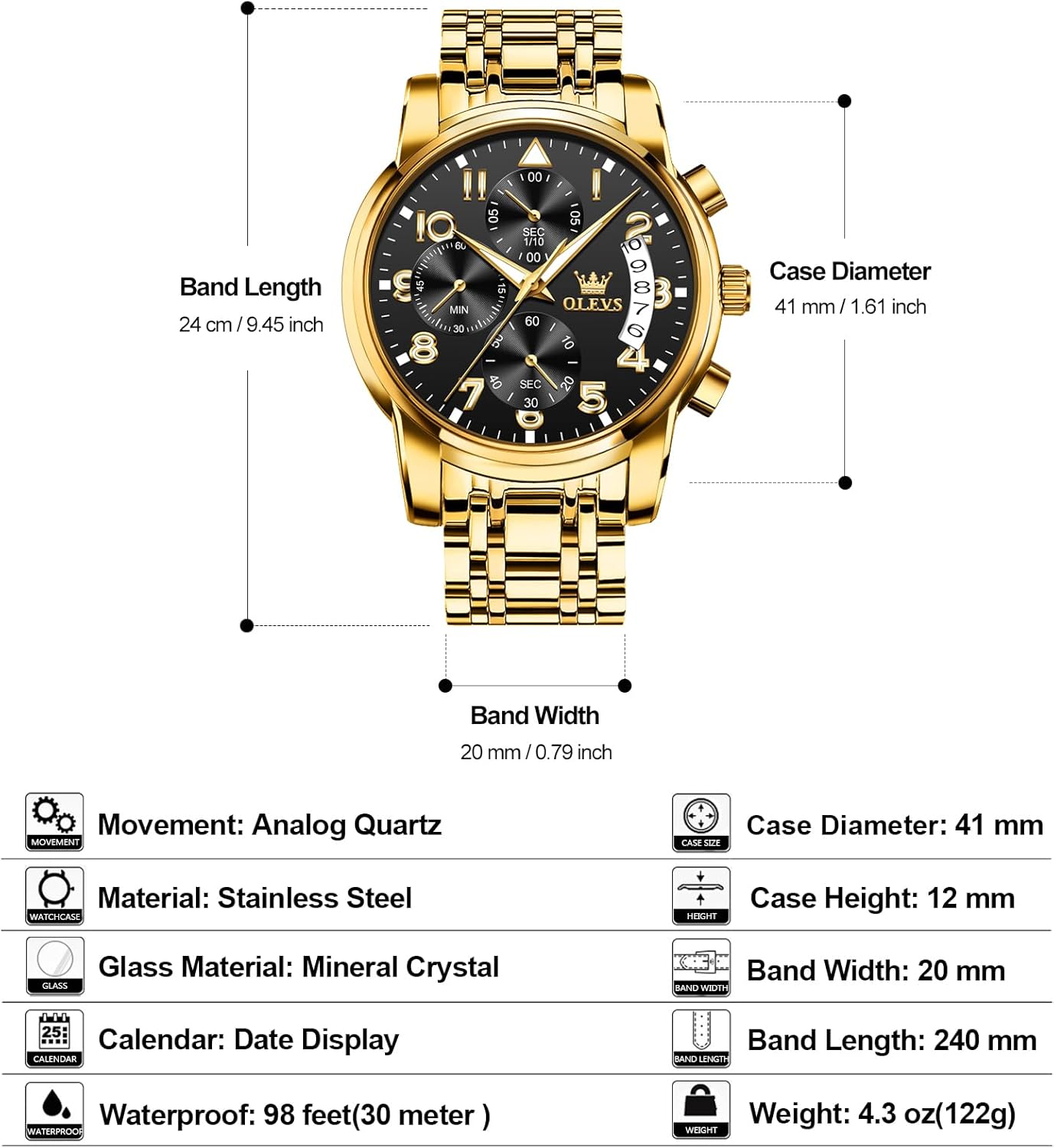 Diagram showing watch crown positions for setting time and date