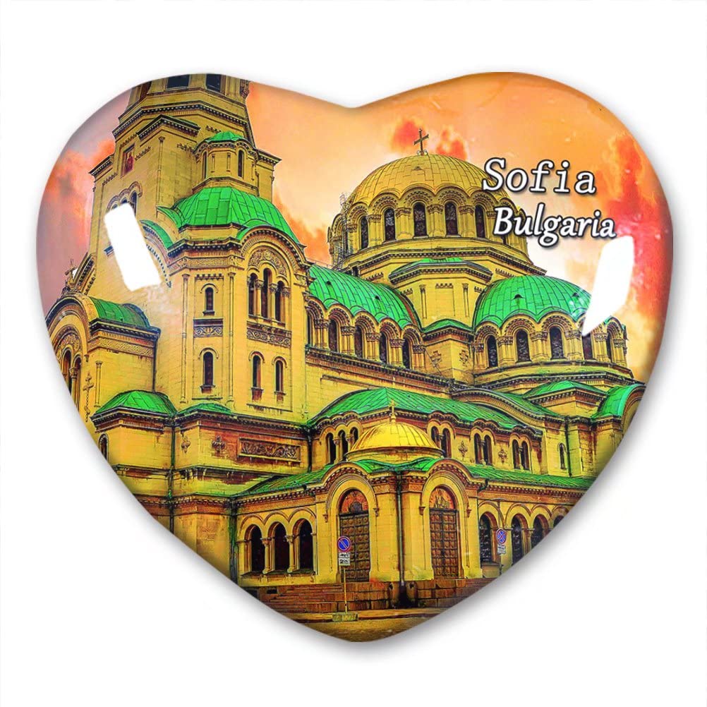 Bulgaria Sofia Fridge Magnet Refrigerator Stickers Collection Decorative Magnet Travel Souvenir Heart-Shaped Crystal Glass