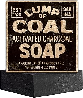Lump Of Coal Activated Charcoal Soap - 2024 Stocking Stuffers for Men - White Elephant Gift Exchange in Unique Adult Christmas Gift Box Mon Dad Teens Him Her - 4 oz Bar