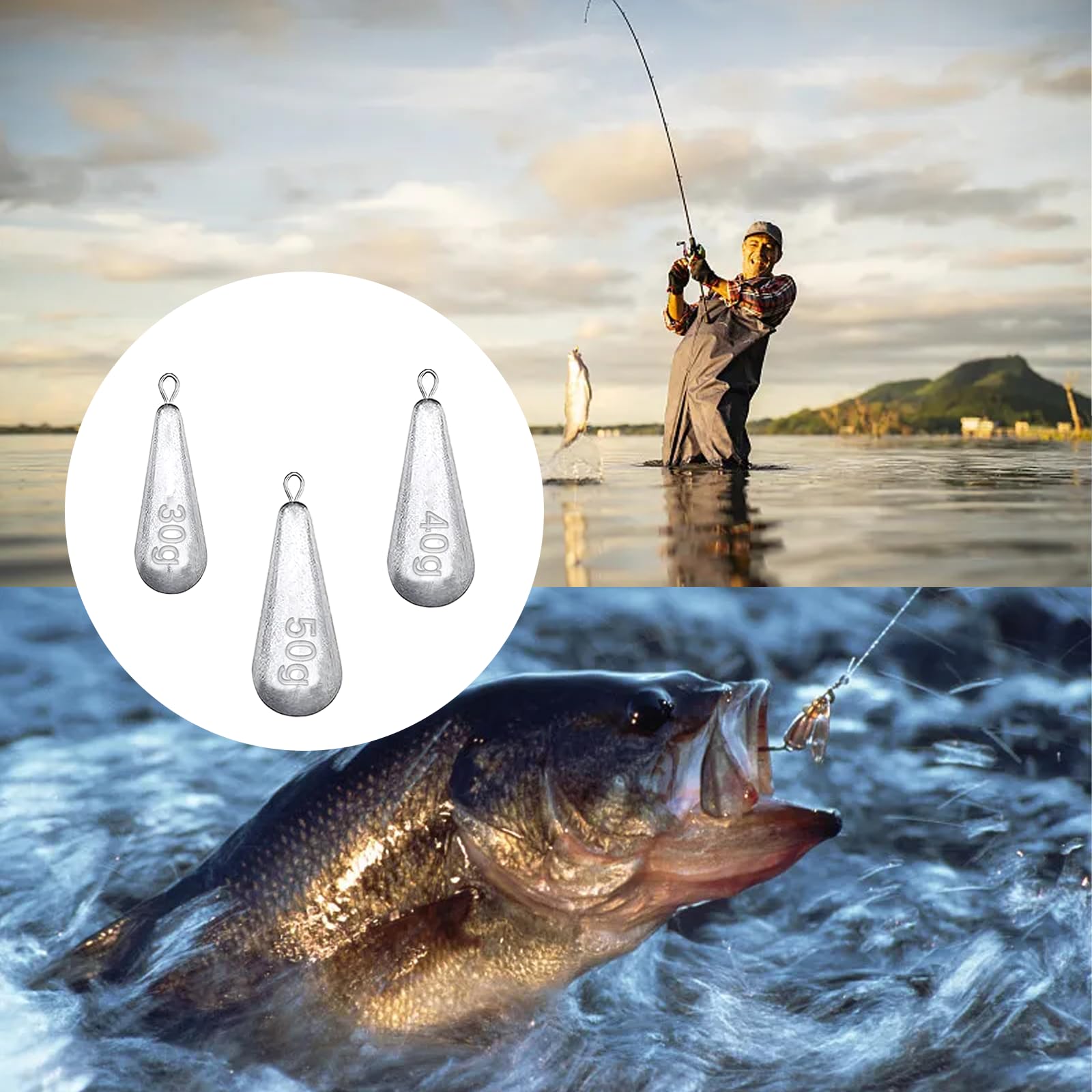 Lot De 45 Plombs De Pêche En Goutte – Tailles 3.5g à 50g, En Fer Résistant