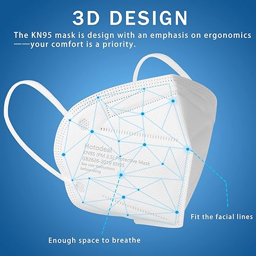 Miniatura 2 de Hotodeal Mascarilla KN95 120 unidades, máscara KN95 blanca, máscara antipolvo de 5 capas, para hombres, mujeres, trabajadores de la salud,