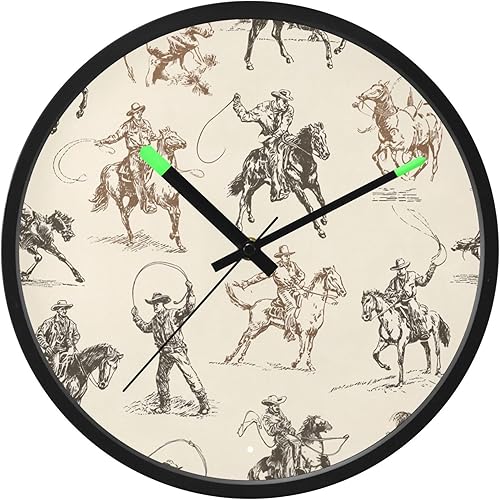 Cowboy Retro 12 Inch Analog Wall Clocks Battery-Operated with Led Lights for Living Room Bedroom Kitchen Office Decor, Battery Not Included disponible en Yaxa Guatemala