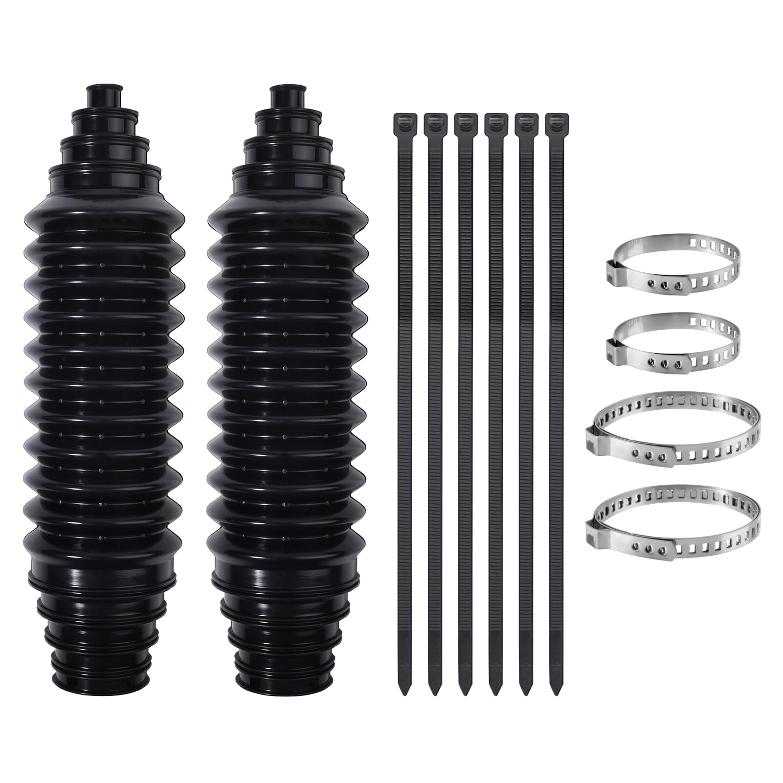 LEONTOOL Kit de soufflets de biellette de direction intérieure, 2 pièces de soufflets de biellette de direction universels réglables avec attaches de câbles et colliers de serrage