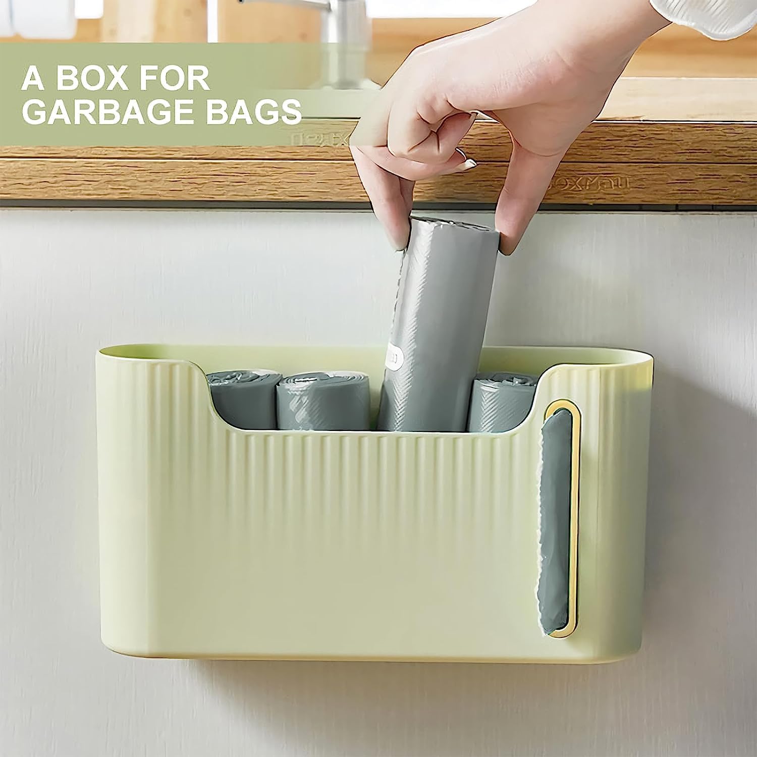 Organizador de Bolsas de Basura montado en la Pared, dispensador de Bolsas de Basura, Caja de Almacenamiento de Bolsas de Basura montada en la Pared para Bolsas de plástico, Caja de almacena