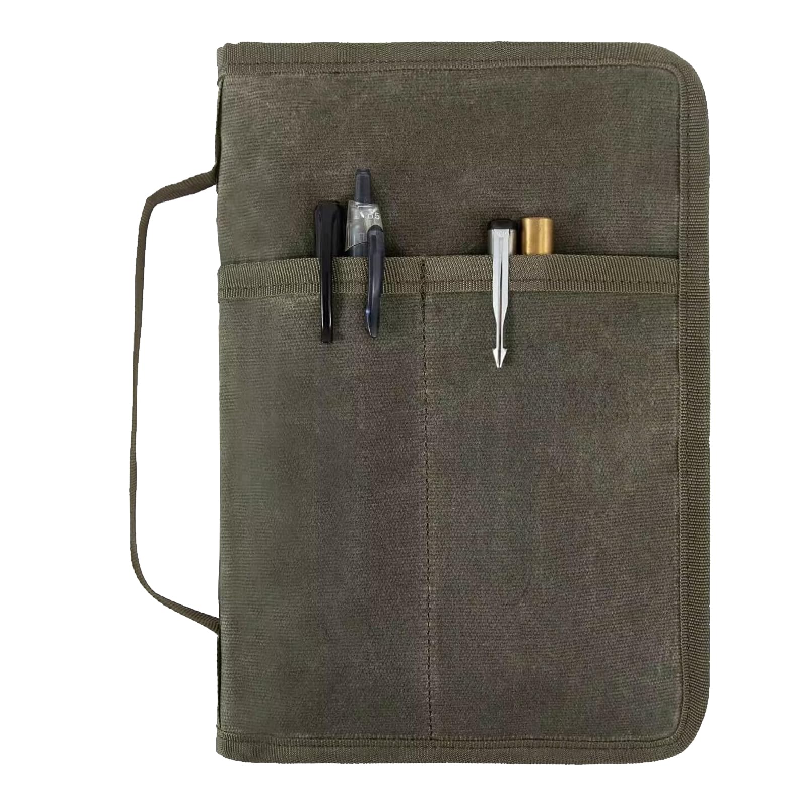 Field Notes Notebook Cover for 6.7 X 9.8 Inch with A5 Journal Cover Notebook Zipper Pocket Planner for Pen Holder,Water Resistant Cover Notebooks Sketchbook,Waterproof Waxed Canvas (Army Green)