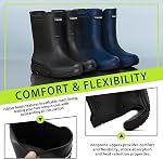 Bottes de pluie en caoutchouc pour les hommes, Bottes en Deck de veau moyen imperméable durable, antidérapant PVC Bottes de mud de jardin, Confort Casual Chaussures de pêche extérieure noir et bleu