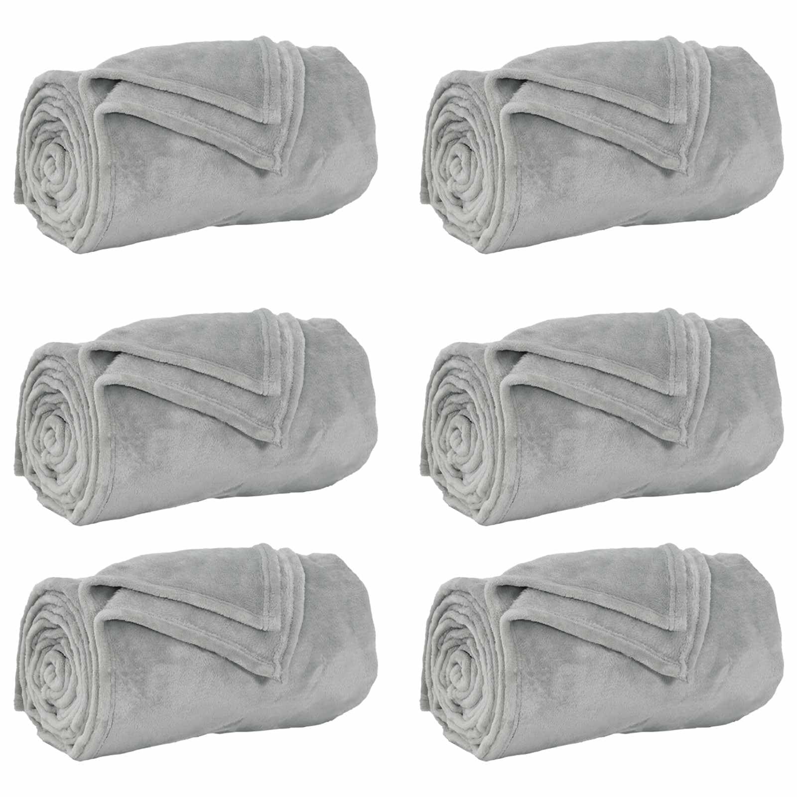 Coperta in pile, 6 pezzi, grigio, 220 x 240 cm, per soggiorno, camera da
