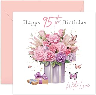 Special 95th Birthday Card for Female Friend - Floral Bouquet Gift to Celebrate 95 Years Old Birthday for Her - Traditional Style Birthday Cards for Women - Beautiful Design for Her