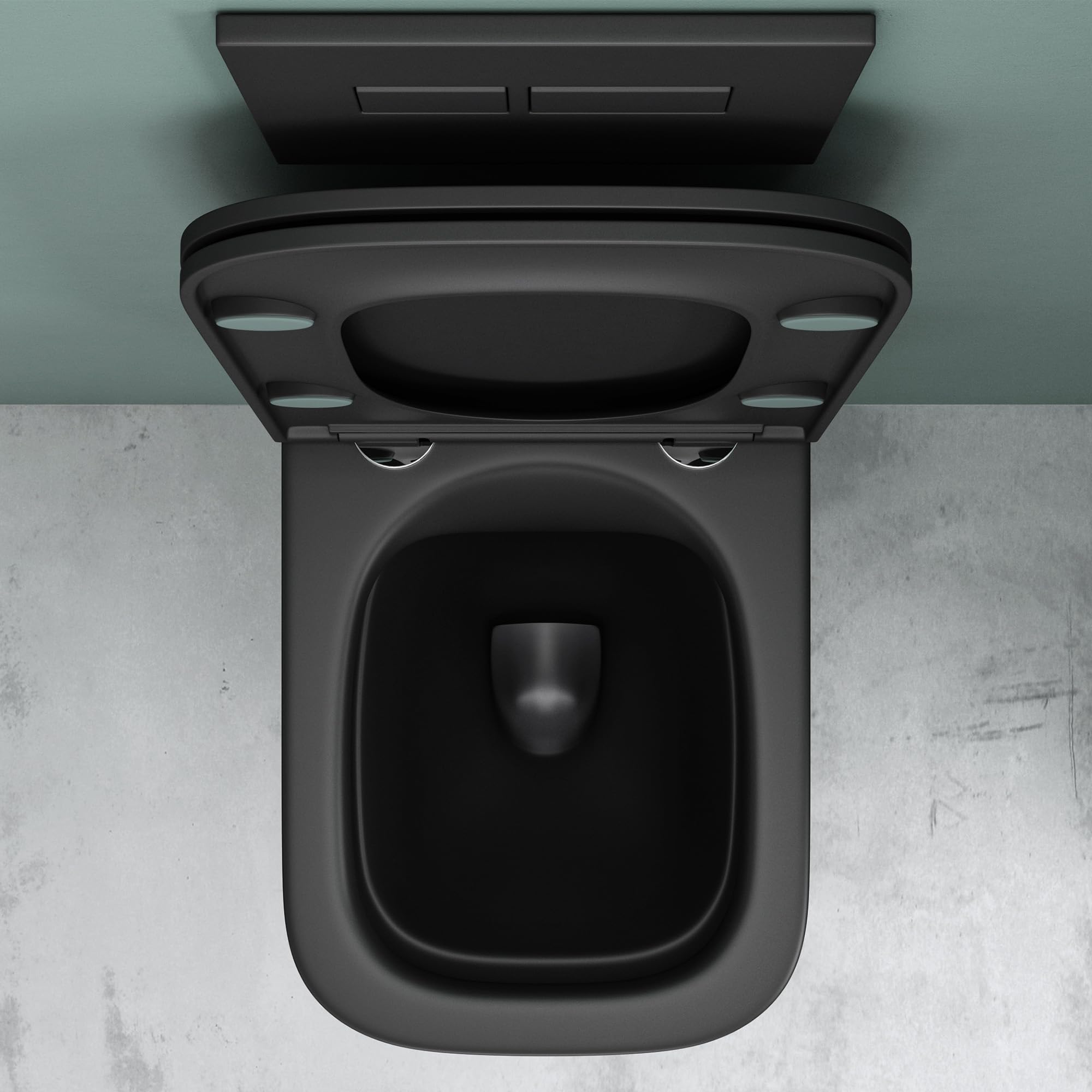 Mai & Mai Inodoro Suspendido de Cerámica – Negro Mate, Sin Reborde, Asiento con Cierre Suave, 36x52x36 cm, Aachen112