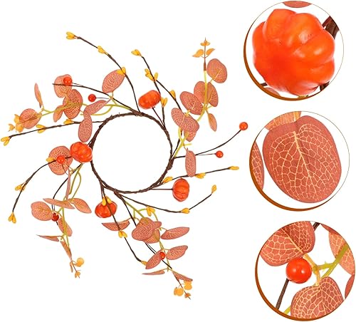 Miniatura 7 de BESTOYARD 3 piezas de decoraciones de Acción de Gracias, corona floral, decoraciones de Navidad, decoración para el hogar, anillos de vela, corona