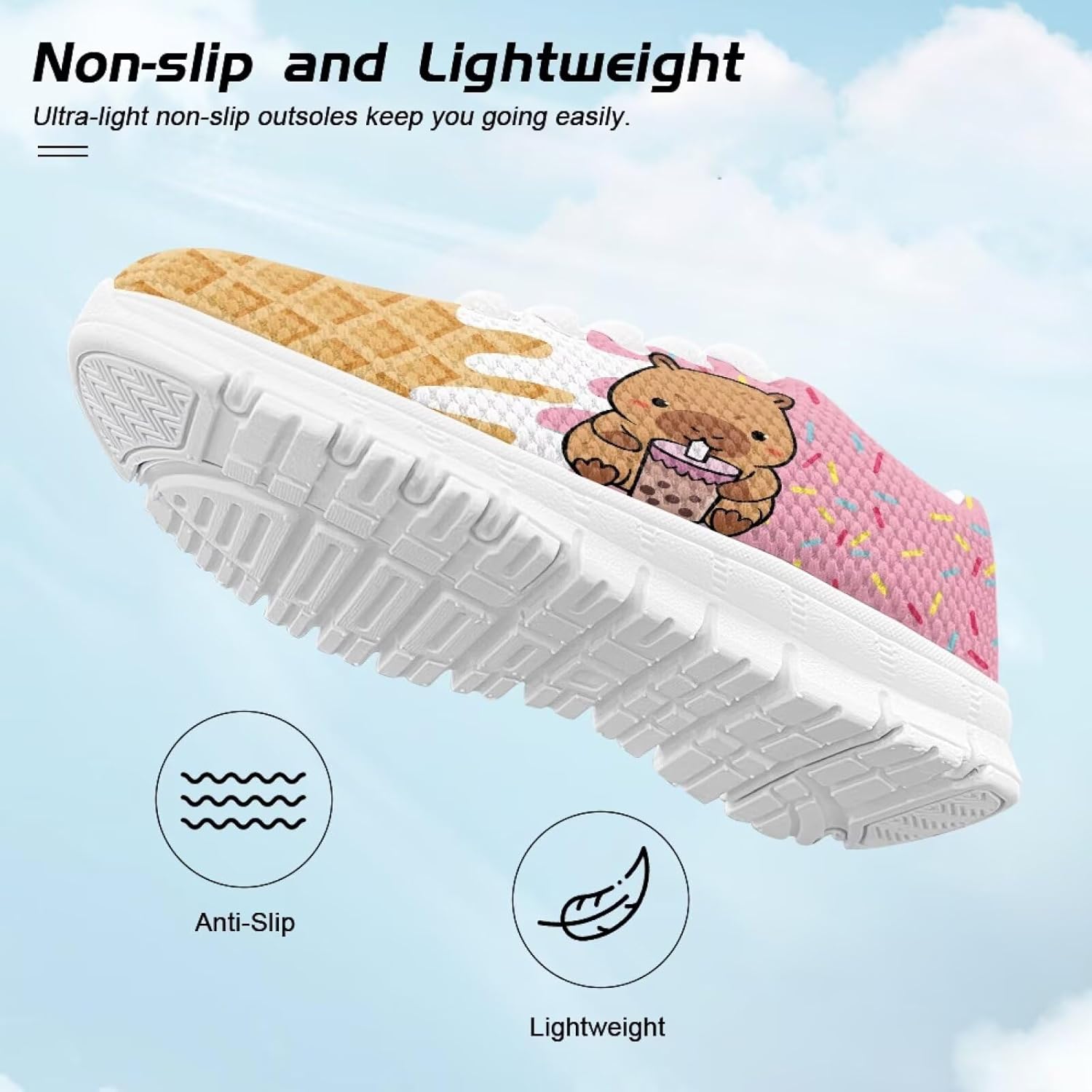 Cute Axolotl Girls Running Shoes Trendy Sneakers for Kids Athletic Shoes