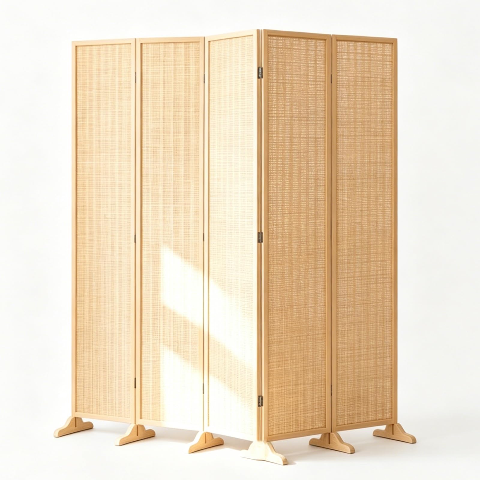 Folding Privacy Screen, Chinese Style Bamboo Woven Panel Partition, Multifunction, Decorative Wall Divider For Home, Office, Studio(180x40cm/71x15.7in,5-panel)