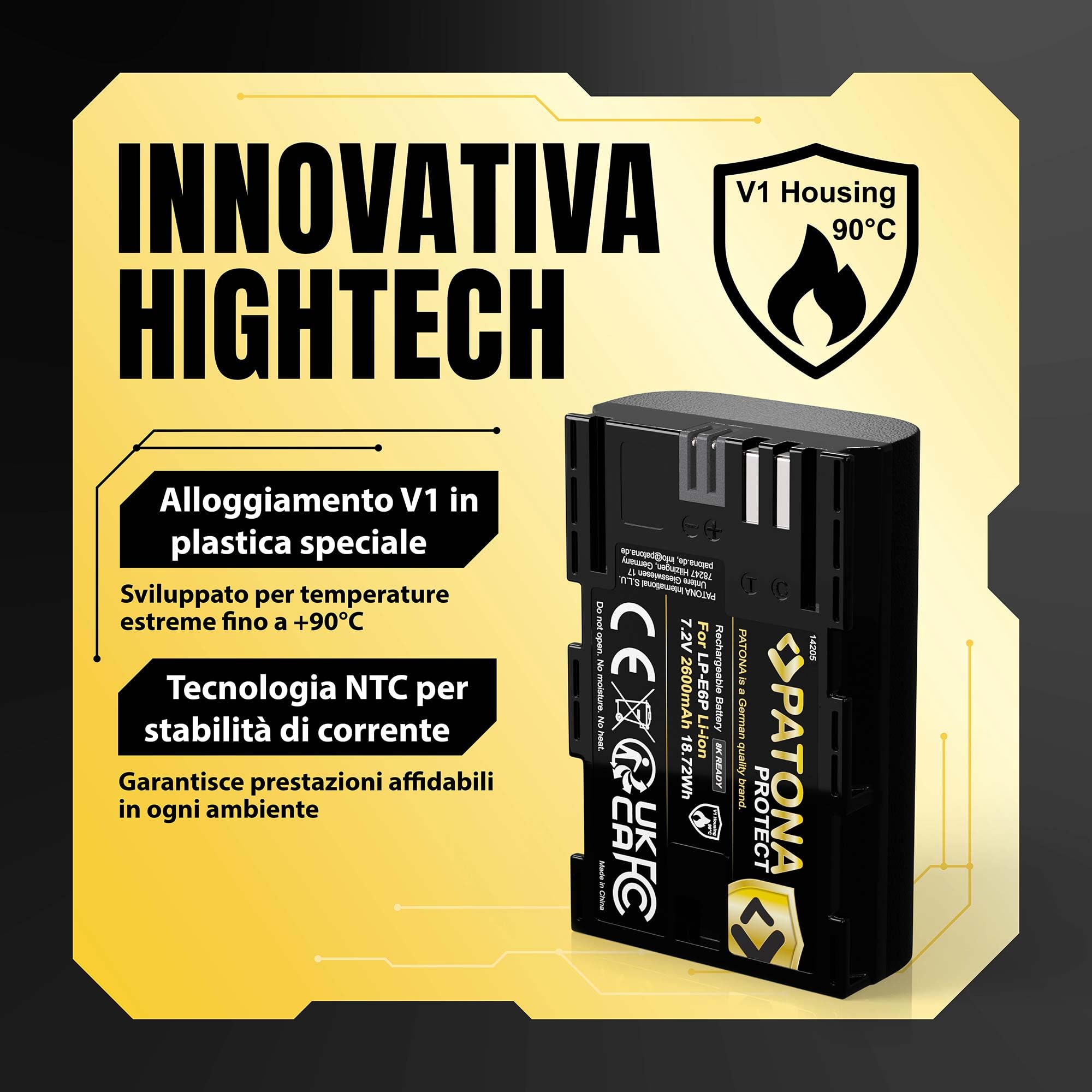 PATONA 2x Protect Batteria LP-E6P 2600mAh 6A – pronta per 8K, per Canon EOS R5 Mark II & R5C – sostituisce LP-E6P LP-E6NH LP-E6N LP-E6 – compatibile con R6 R6II R7 5D IV 90D – guscio V1