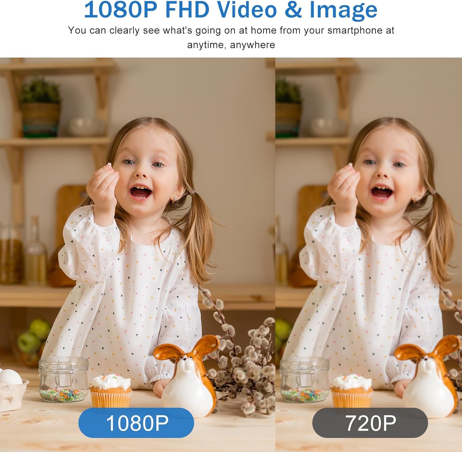 WiFi Caméra,1080P HD Caméra de Surveillance Interieur/Extérieur sans Fil avec Audio et Vidéo, avec Enregistrement Longue Batteries, pour l'extérieur/intérieur