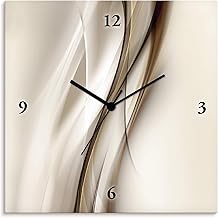 ARTLAND Wanduhr ohne Tickgeräusche Alu Quarzuhr 30x30 cm Quadratisch Lautlos Design Welle Abstrakt Modern Ausgefallen T9LI