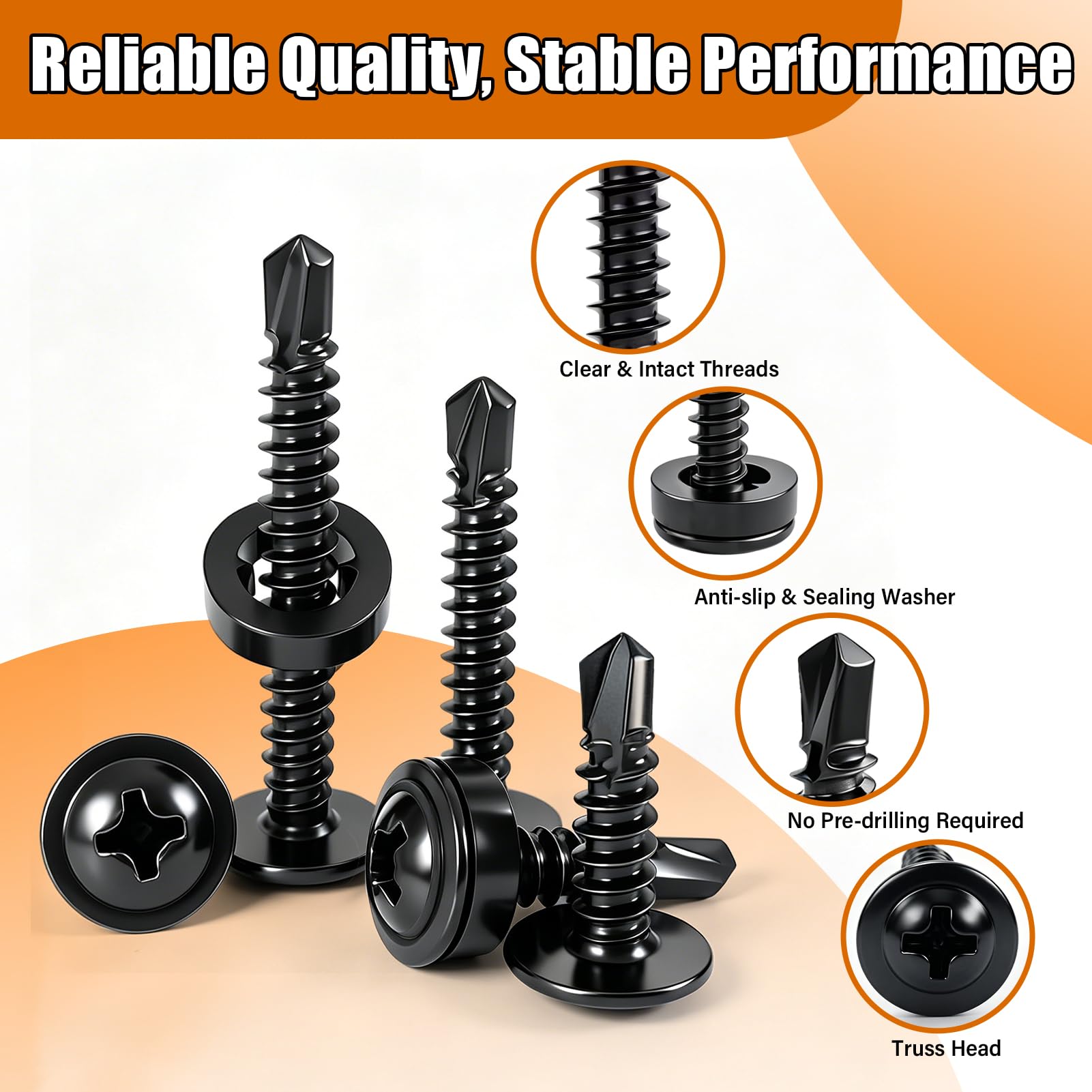 Self-Tapping Screws - 300 Pack #8 x 3/4" -3