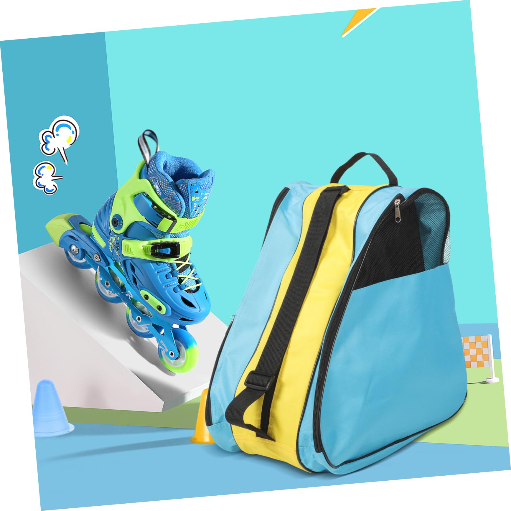 Rollschuh Aufbewahrungstasche Für Eislaufschuhe Und Inline-Skates Geräumiger Skatebag Mit Verstellbarem Trageriemen Stilvolles Design Praktische Fächer Für Zubehör