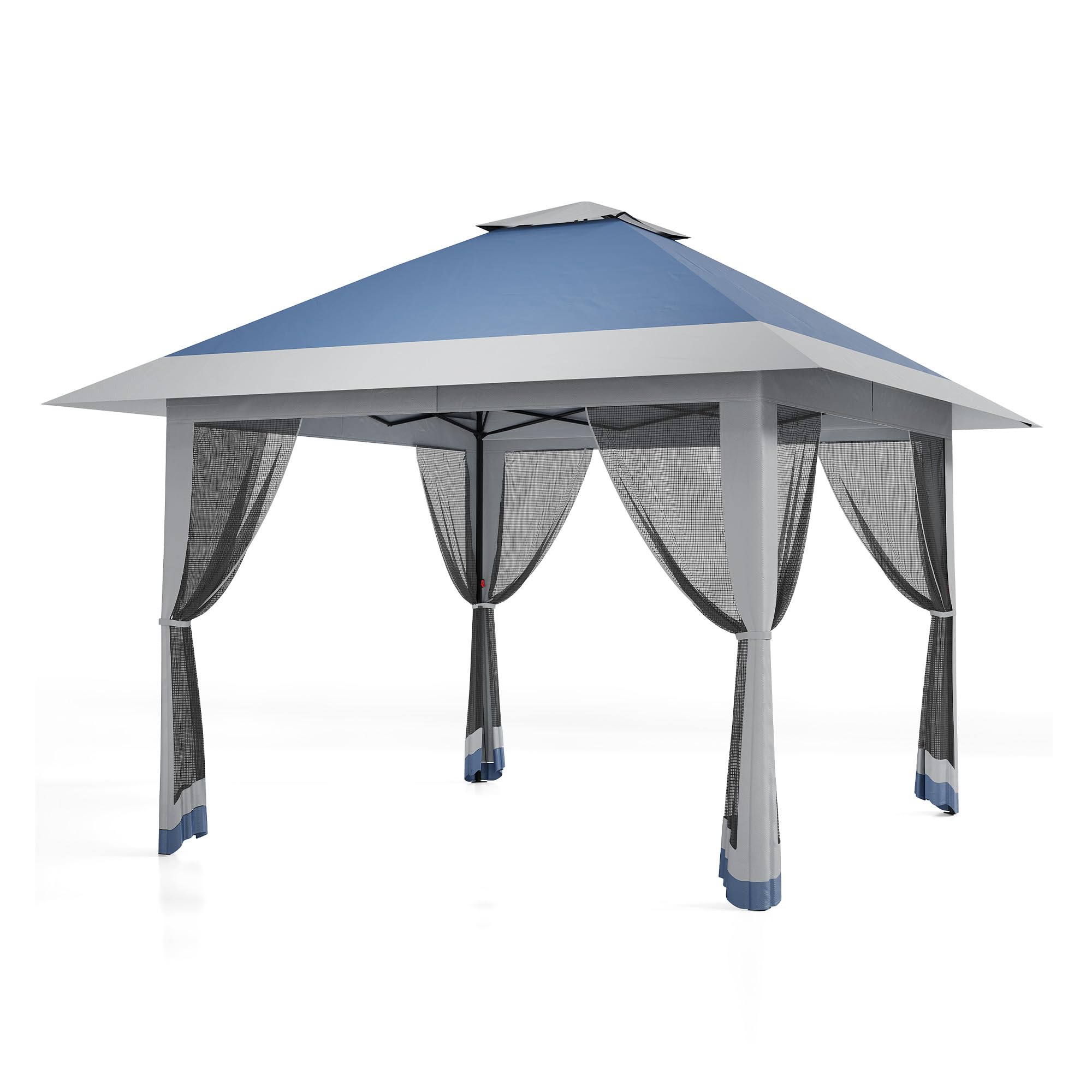 4m x 4m Pop Up Gazebo with Mesh Sidewalls, Heavy Duty Garden Gazebo with Double Roof, UV & Water Resistant Outdoor Shelter for Patio, Garden, Party & Backyard, 4x4 Navy Blue