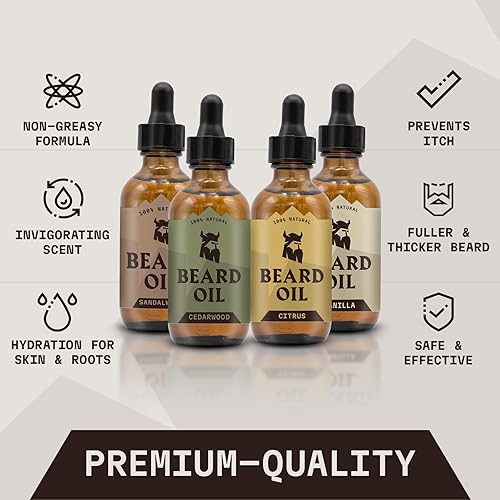 Vista 10 de Striking Viking Aceite de vainilla para barba para hombres, acondicionador derivado naturalmente con aceites de argán y jojoba para suavizar