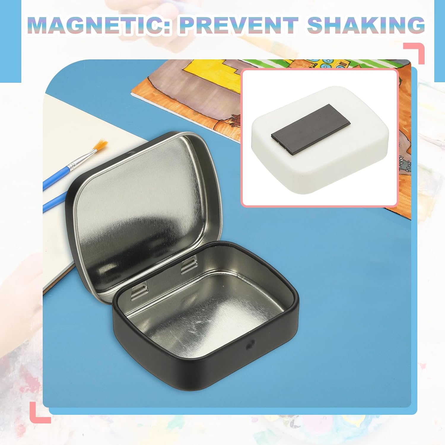 PATIKIL 12 Wells Mini Paint Tin Box, Mini Travel Empty Watercolor Tin Palette Box Portable Metal Paint Storage for Gouache Acrylic Oil Paint, Gray image 4