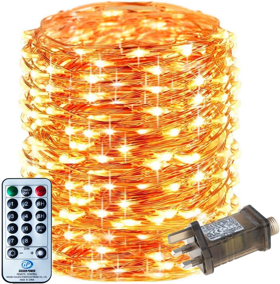 RcStarryFairy Lights Plug in, 100M 1000LED Copper Wire Fairy Lights Warm White, 333ft LED Fairy String Lights Mains Powered with Remote, Timer, 8 Modes, Memory, Waterproof for Indoor Outdoor Decor