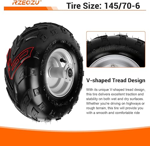 Miniatura 4 de Neumáticos 14570-6, kit de montaje de llantas y neumáticos de mini bicicleta compatible con Coleman CT100U CC100X Baja DB30 Motovox MBX10 MBX11