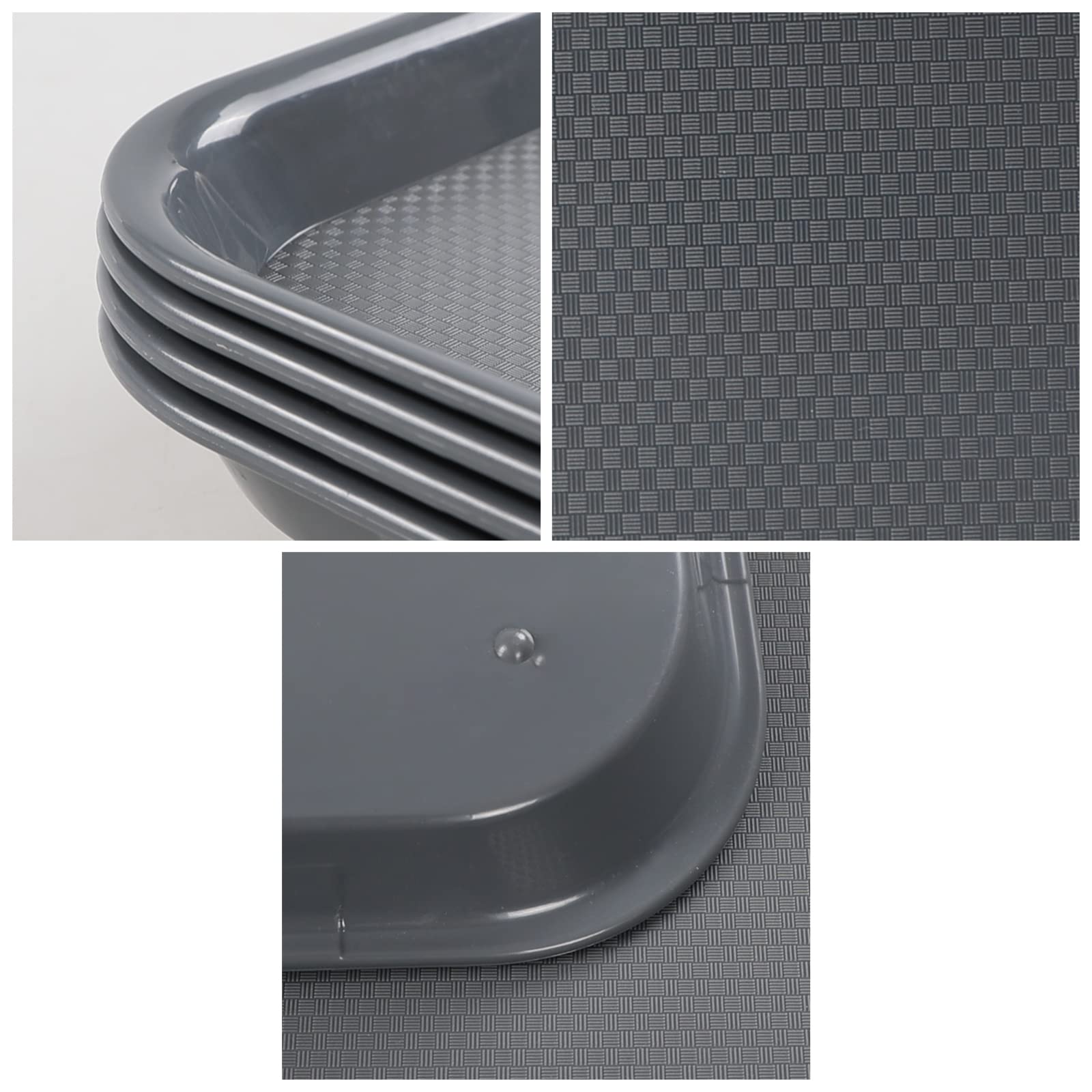 6-teiliges Plastik Fast Food Tablett, FoodService Cafe Tablett, Grau