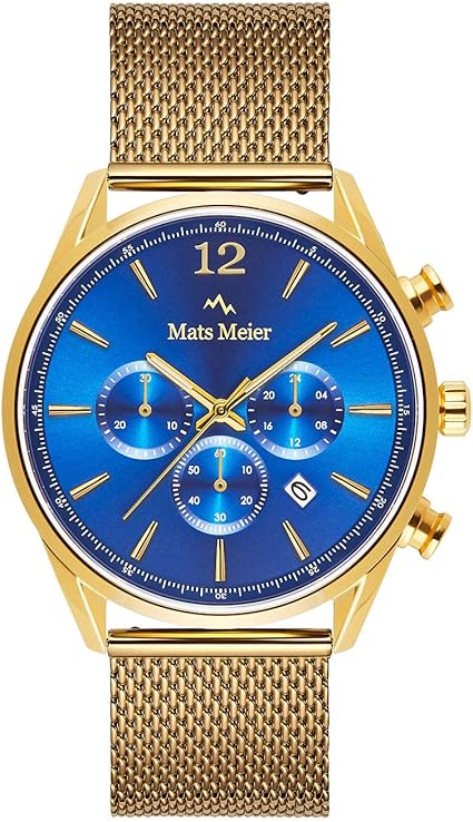 Mats Meier Grand Cornier Chrono Blauw/Goudkleurig horloge MM00118 :  Amazon.nl