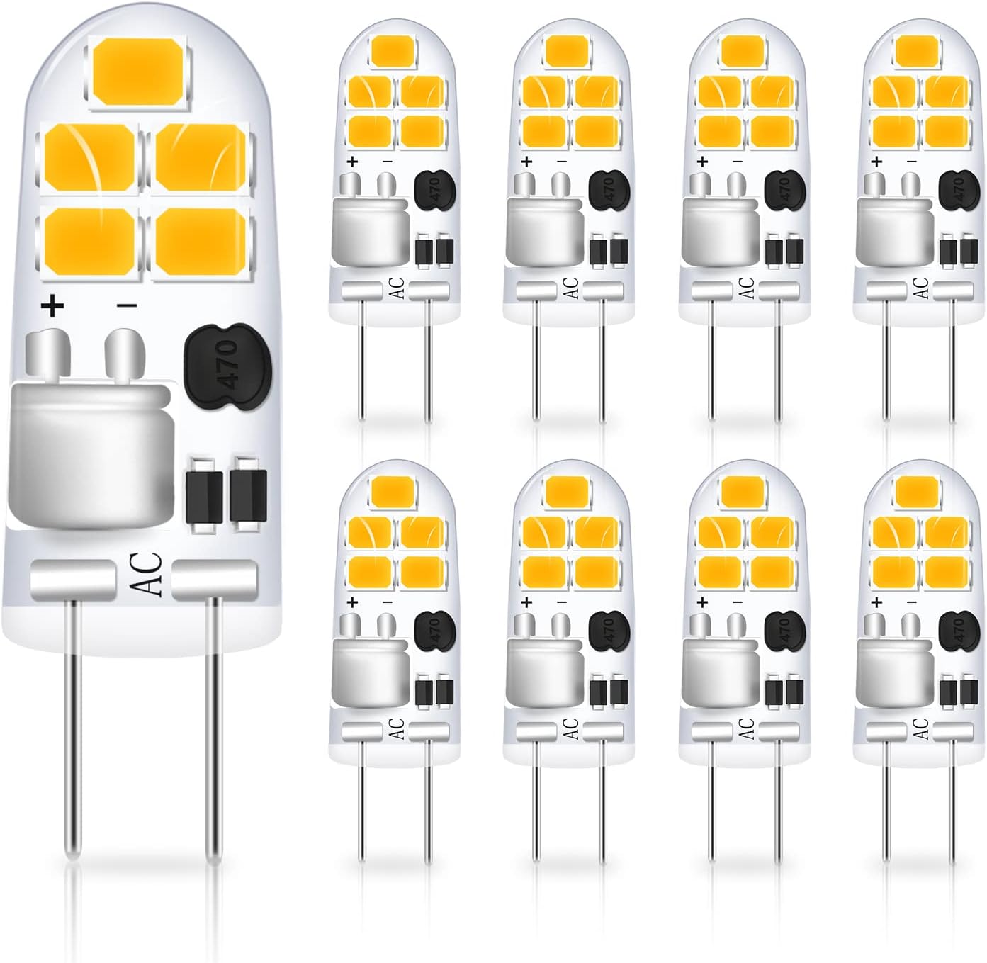 Ampoules LED G4 3W 12V - Équivalent 30W Halogène - Blanc Chaud 3000K - Dimmable - Lot