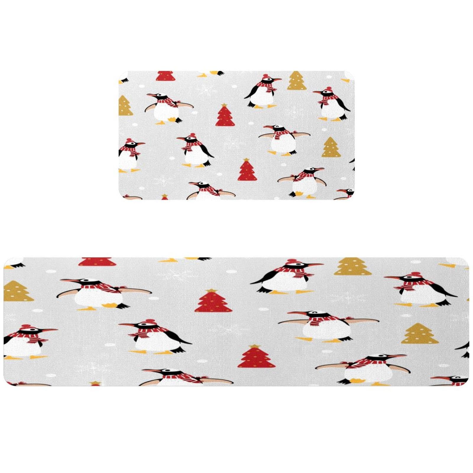 Alfombrillas de cocina para pasillo y cuarto de lavado con pingüinos invernales