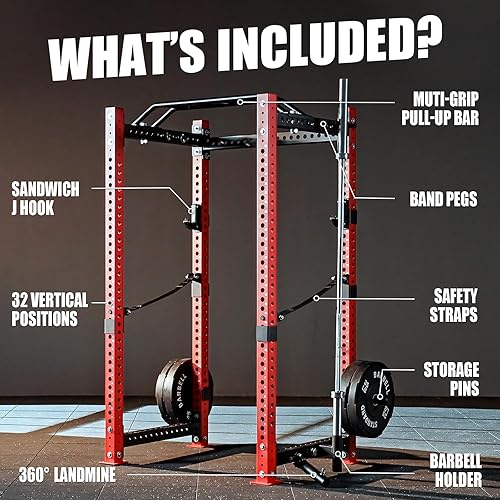 Miniatura 7 de Mikolo Jaula de potencia de 3 x 3 pulgadas, estante de alimentación multifunción con sistema de polea desplegable LAT, estante comercial para