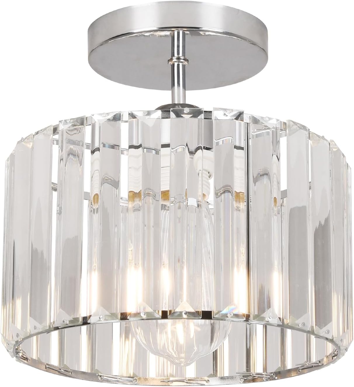 Crystal Ceiling Light Semi Flush Mount Ceiling Light Crystal Chandelier Hallway Light fixtures Silver Close to Ceiling Lamp for Entryway Bedroom Bathroom Living Room Kitchen Dining Room …
