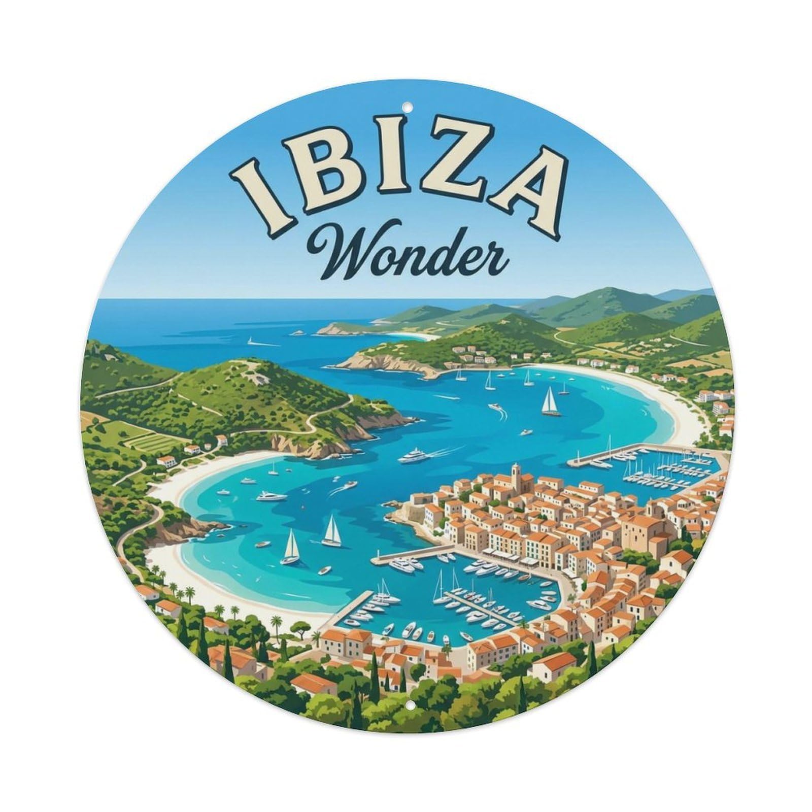 Vintage Travel Ibiza Spain Folk Metal Tin Sign