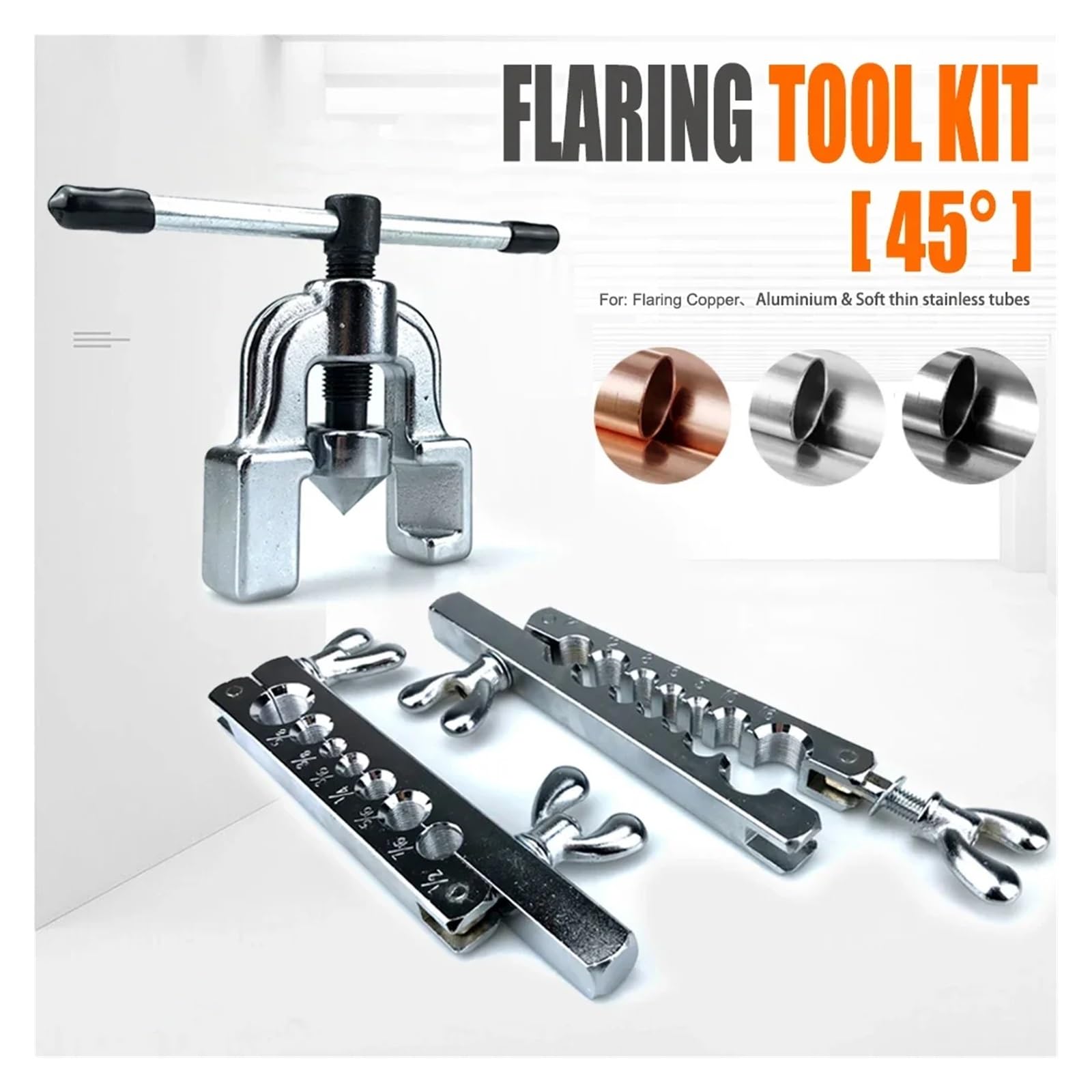 Expansor de tubo de escape, expansor de tubo de cobre, kit de herramientas de abocardado de 45 grados para expansor de tubo de cobre utilizado para escariar tubos de cobre y otros tubos (Inc.)