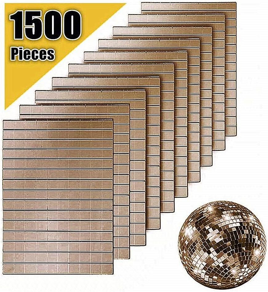 Self-Adhesive Real Glass Craft Mini Square & Round Mirrors Mosaic Tiles/Stickers for DIY Craft Decoration,Rose Gold,10 x 10 mm, 1500 Pieces