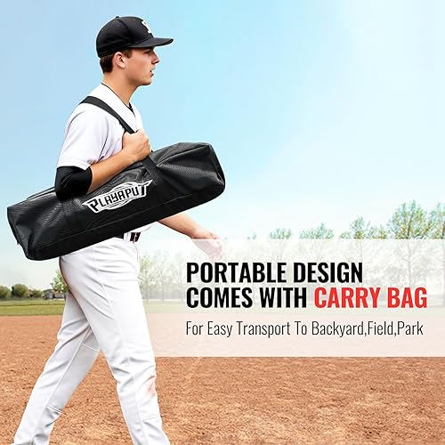 Miniatura 7 de Entrenador de bateo portátil para béisbol y softbol, entrenador de swing de béisbol de reinicio automático con pelota y soporte reales, estación de