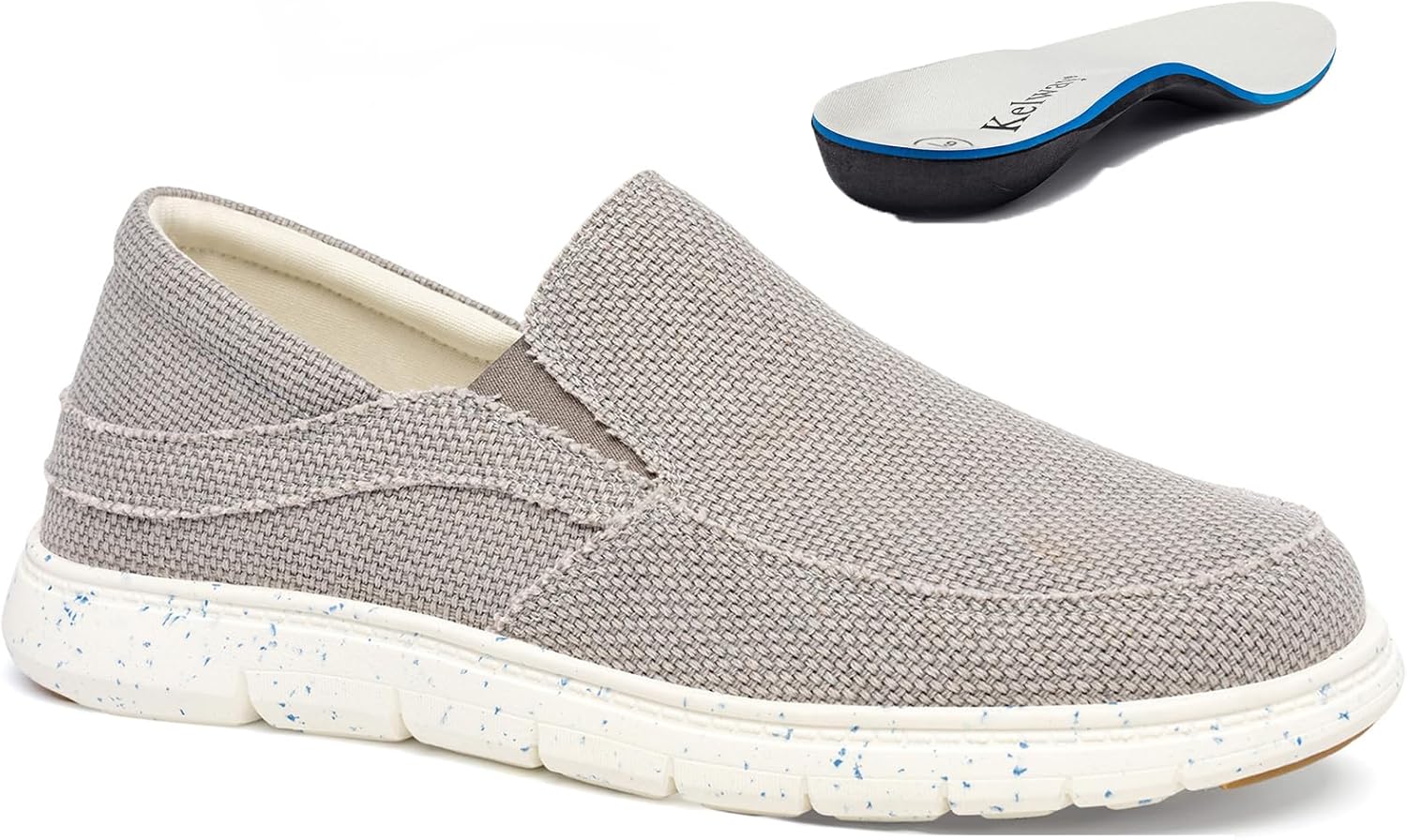 Kelway Mens Slip On Shoes, Arch Support Loafers Orthopedic Casual Boat Shoes/Recycled Outsole/Non-Slip/Breathable/Wide Toe Box