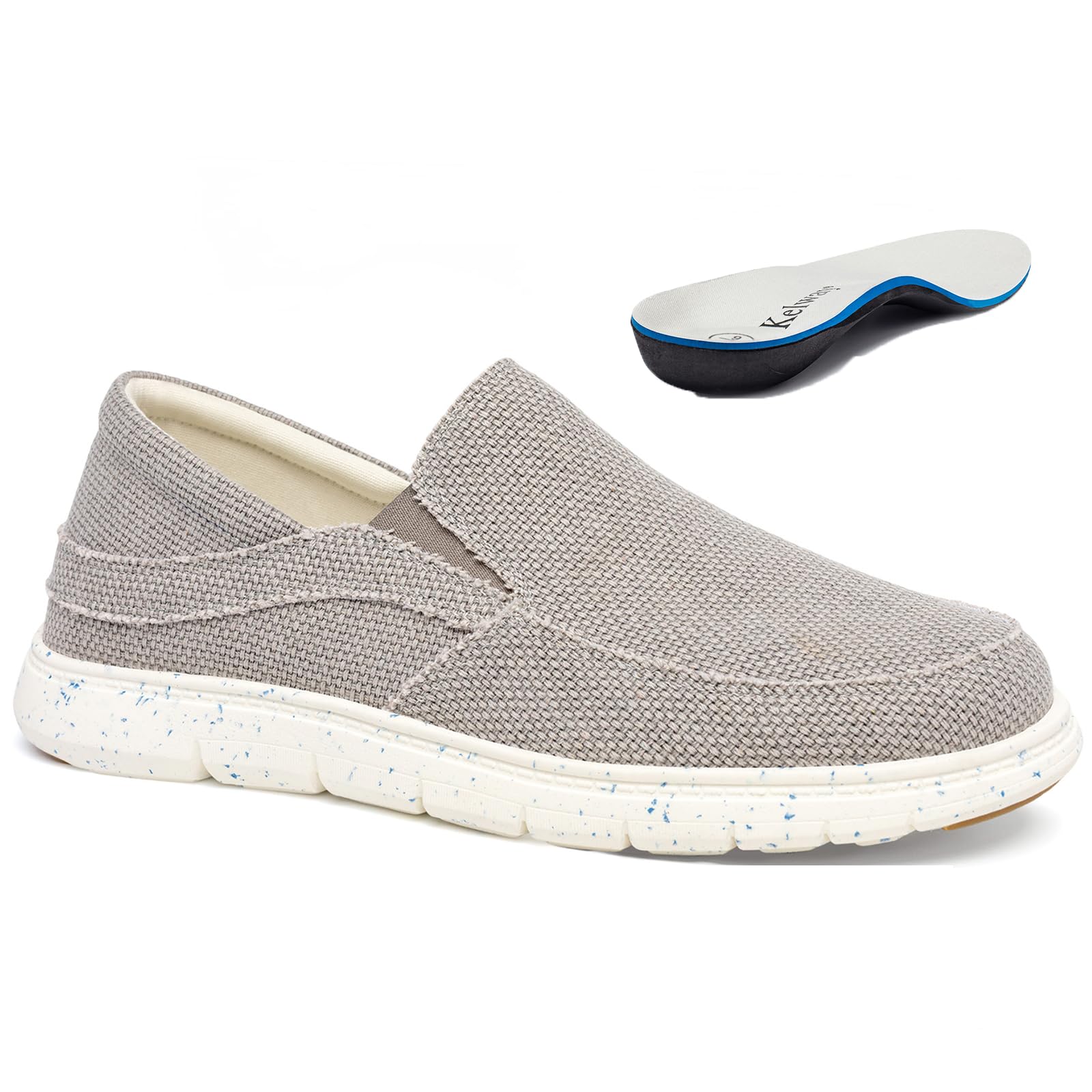 Kelway Mens Slip On Shoes, Arch Support Loafers Orthopedic Casual Boat Shoes/Recycled Outsole/Non-Slip/Breathable/Wide Toe Box