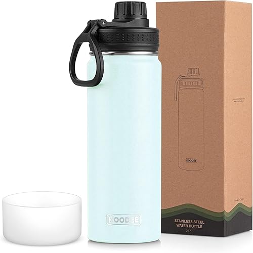 Miniatura 15 de koodee Insulated Water Bottle, 32 oz Stainless Steel Double Wall Vacuum Wide Mouth Sport Bottle with Leakproof Spout Lid (Navy) marino,Manzana Verde