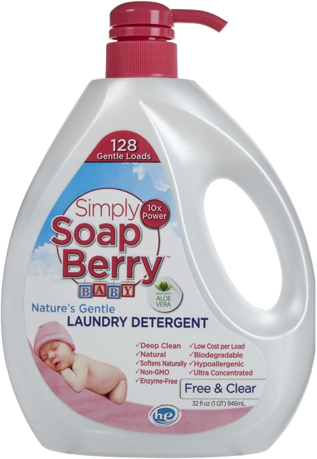 Simply Soapberry Laundry Detergent, Baby Free and Clear, 32 Ounce