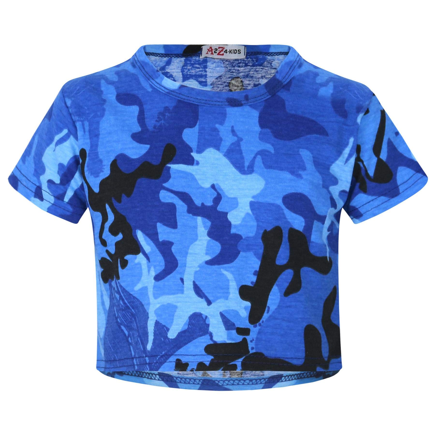 A2z 4 Kids Girls Camo Blue Top Selfie Camouflage Trendy - A2z Camo Crop Top Blue 13
